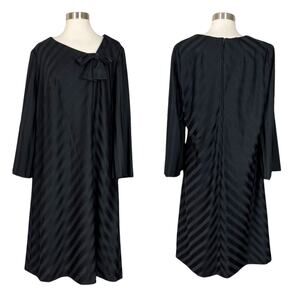 Lane Bryant | 60s Vintage First Lady Black Striped Bow Plus Size Shift Dress 14